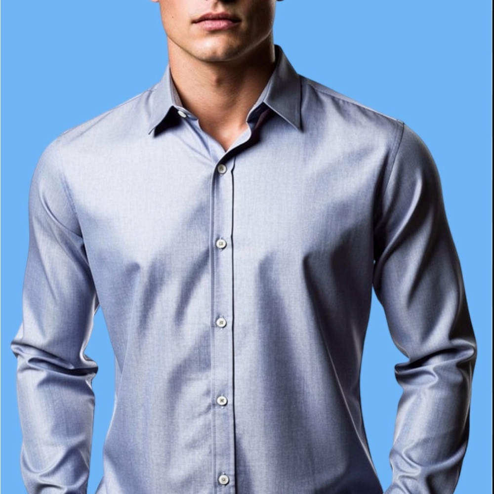 Barneys New York Shirt Mens L Slate Blue Long Sleeve Shirt Cotton Romania Made !